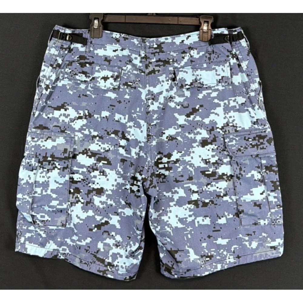 Rothco BDU Combat Shorts Mens XL Digital Camo Cargo Tactical Adjustable Blue